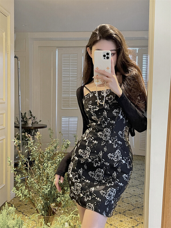 [fox] sleeveless flower slim dress a161# WTT