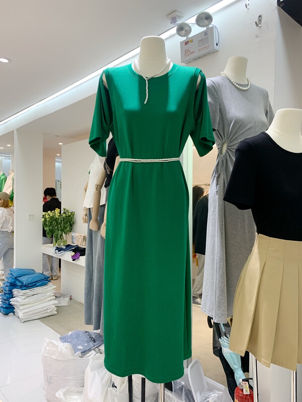 [SYC] Korean solid color design loose dress (without waist chain) 22160# cqw