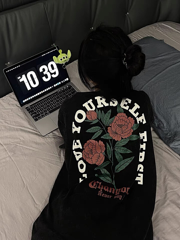 [kakamee] American Vintage Vintage Rose short sleeve T-shirt 3973# LSL