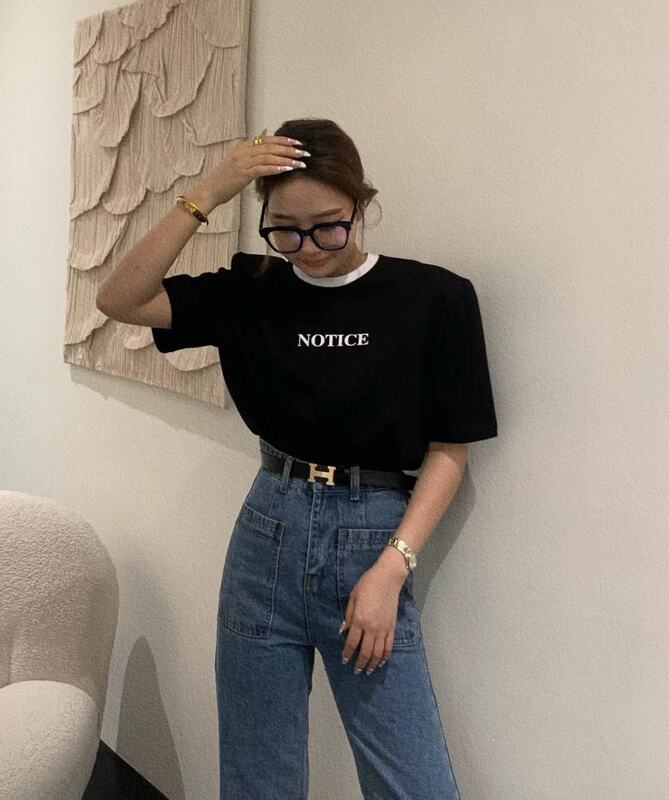 [XT studio] letter print loose short sleeve T-shirt 8089# zxl