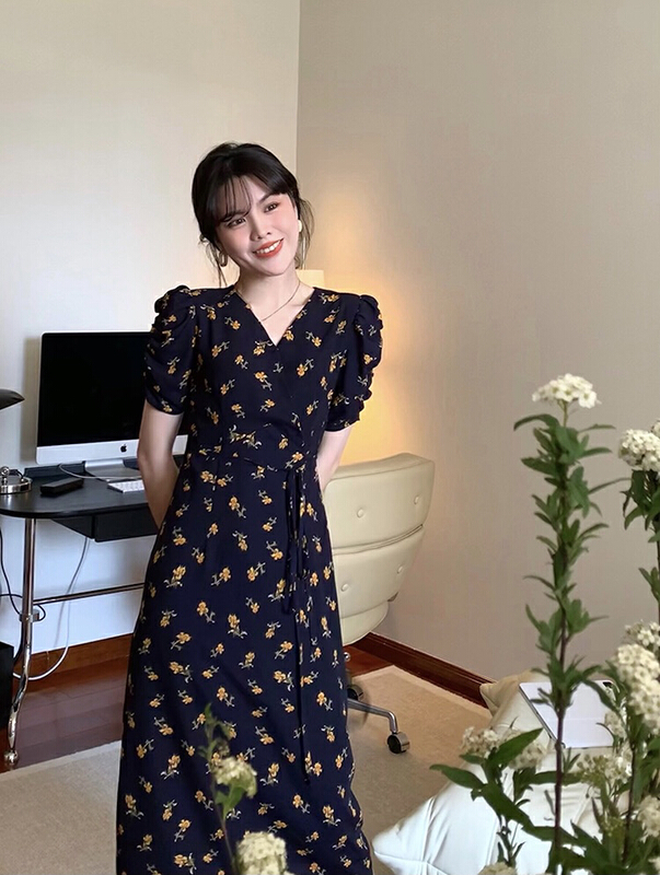 [savage] French retro V-neck dress e8196# WPL