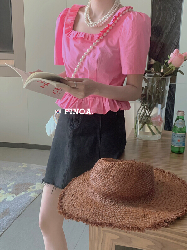 [finoa] simple and lovely short slim fitting shirt 10443# CLS