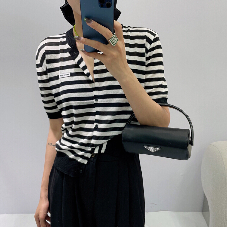 [Xi Xi] Korean label stripe button shirt 7739# ozq