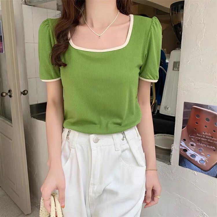 [TA +] color blocking fashion thin short sleeve T-shirt 5568# XYY