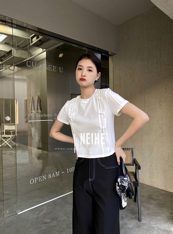 New in early summer! [neihe] simple design short sleeved T-shirt 22158# zxx