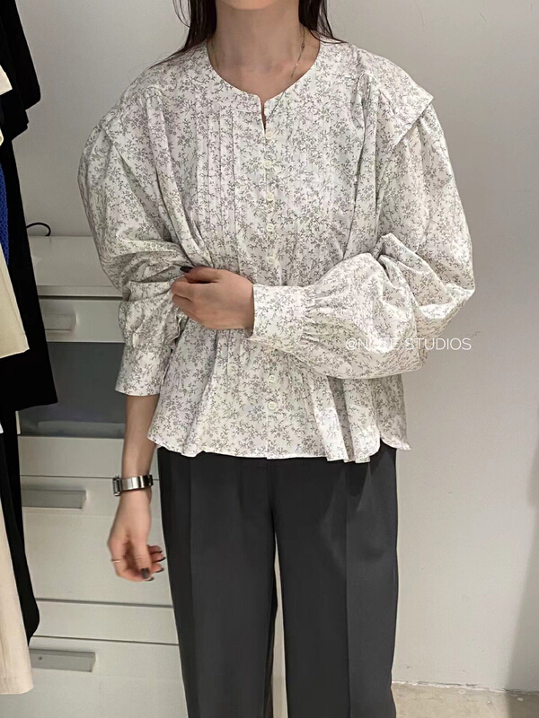 Original price 66.55! Early spring! [note] Korean version of INS court elegant retro small shirt 22259# HBx