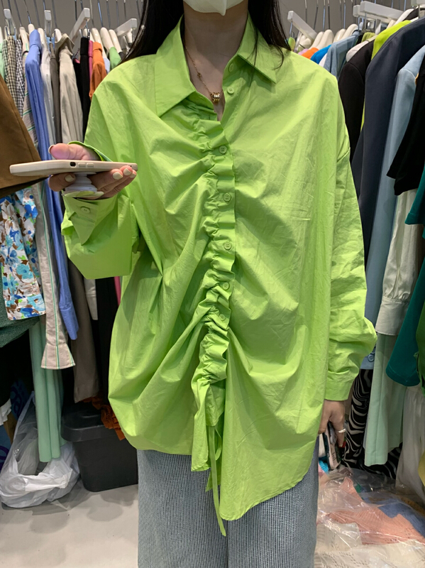 New in early summer! [trust me] drawstring design versatile shirt 66930# ozq