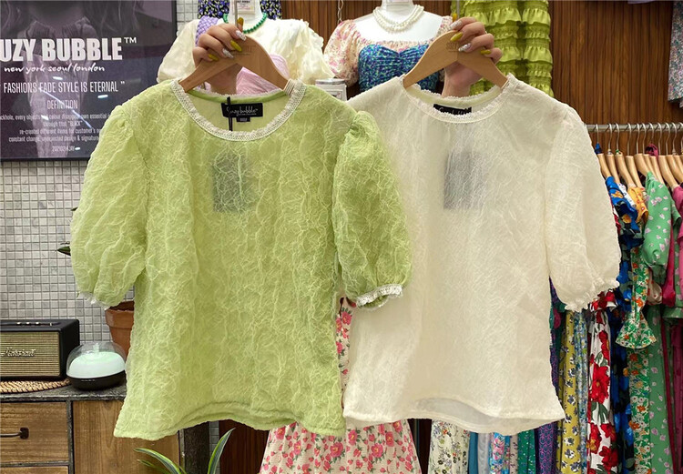 [suzybubble] French round neck bubble sleeve shirt ys2-301# WPL