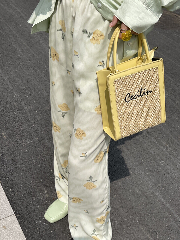 [attitude] elastic waist temperament versatile Floral Casual pants aq4352# ozq