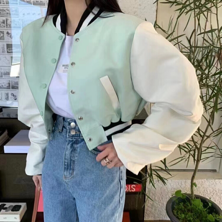 goods in stock! New year in early spring! [I do] Korean color blocking versatile Baseball Jacket 8016# cqw