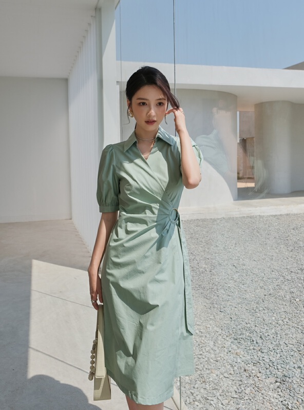 goods in stock! New in early summer! [style] one piece V-neck short sleeve dress f8023# JJ