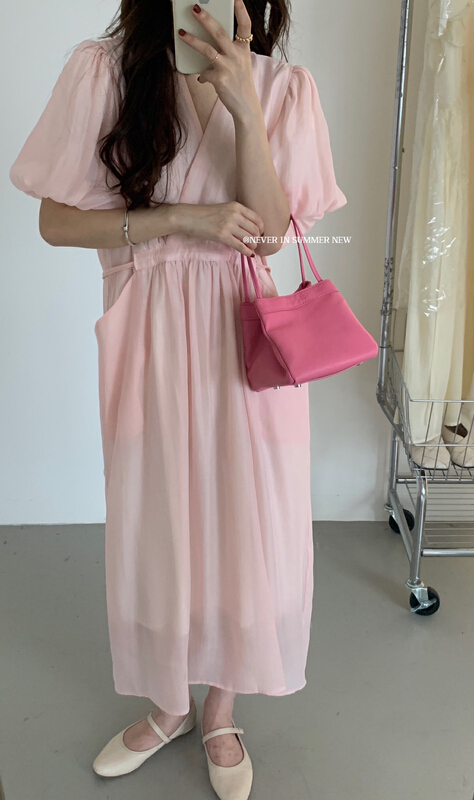 [Jin. C] V neckline waist temperament dress z1520# XYY