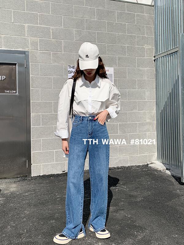 New year in early spring! [Wawa] Korean casual small split jeans 81021# ozq