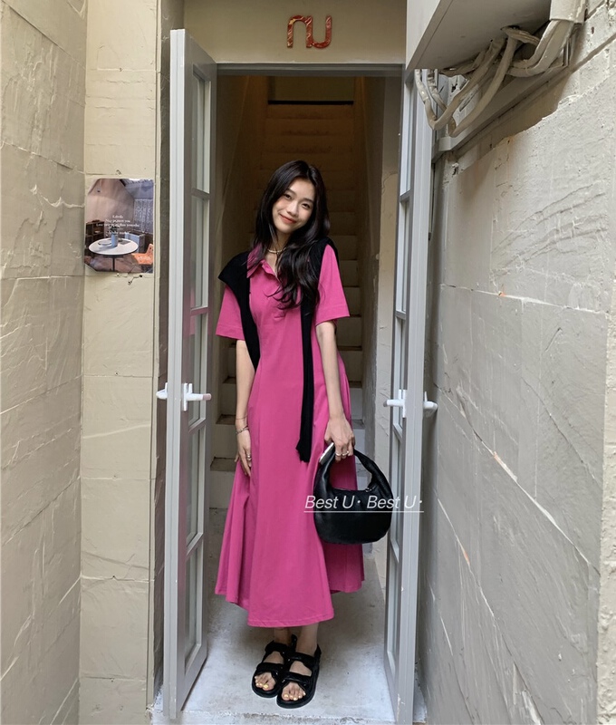 [best u] Korean version simple polo collar dress 55822\lsw
