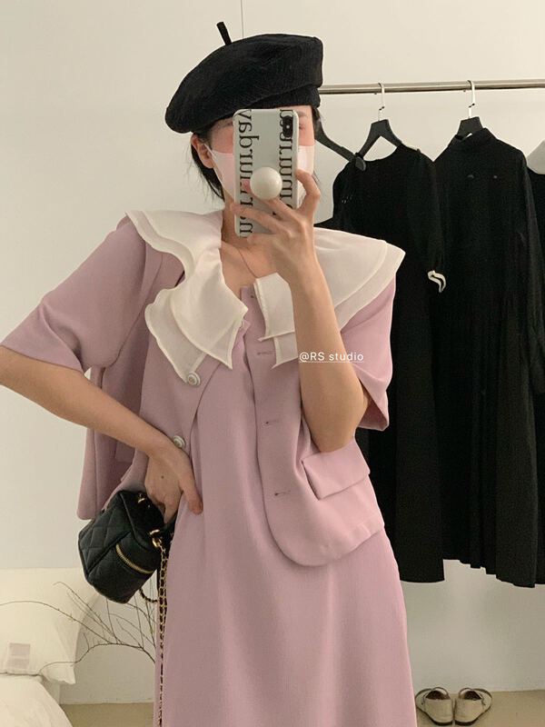 goods in stock! New in early summer! [RS] double contrast collar button up blouse dh2062# XYY