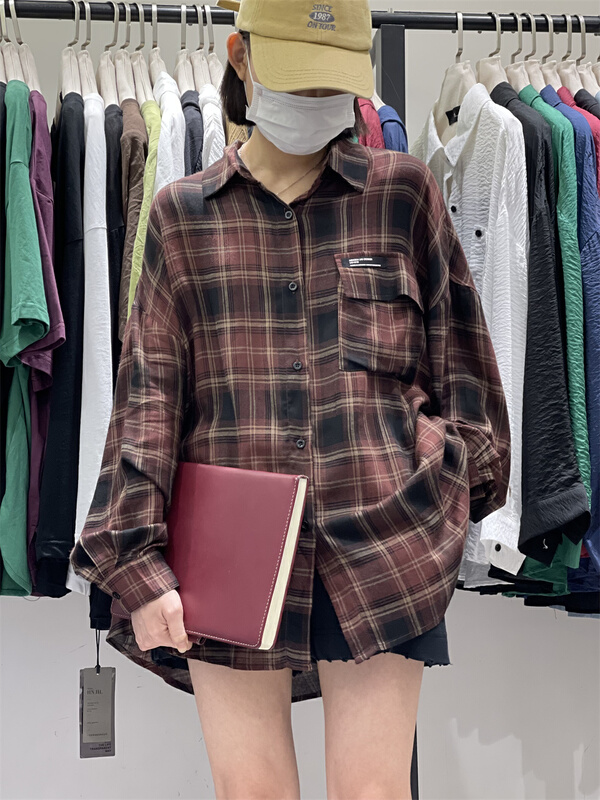 [original by hnhl] Plaid loose comfortable shirt 17893# L