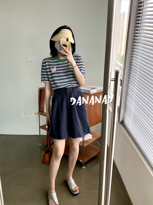 [dannay] Korean casual strawberry stripe sweater 3332# WPL
