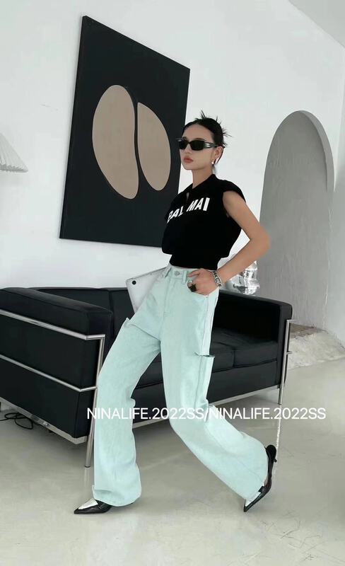 [Nina life] fashion versatile ripped jeans 6720# zxl