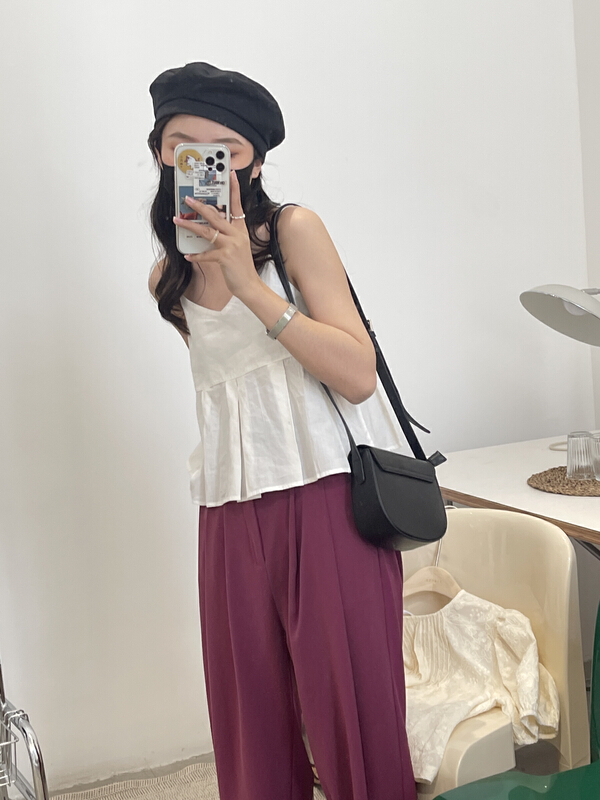 [sanbara] Korean linen net color vest / sling r9227# LSW