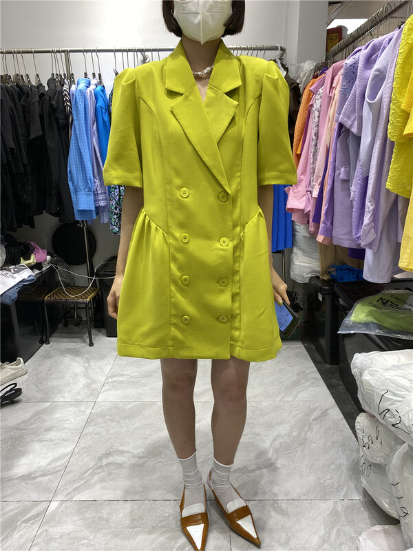[open] suit collar double breasted dress 8779# ozq