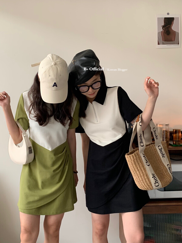 [B plus] fashion Japanese stitching slim dress 22-381-2# HBx