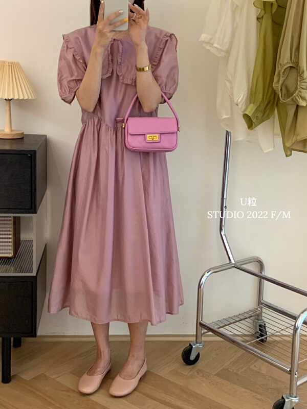[U grain] sweet little fresh doll collar wood ear design dress 5516# HBx