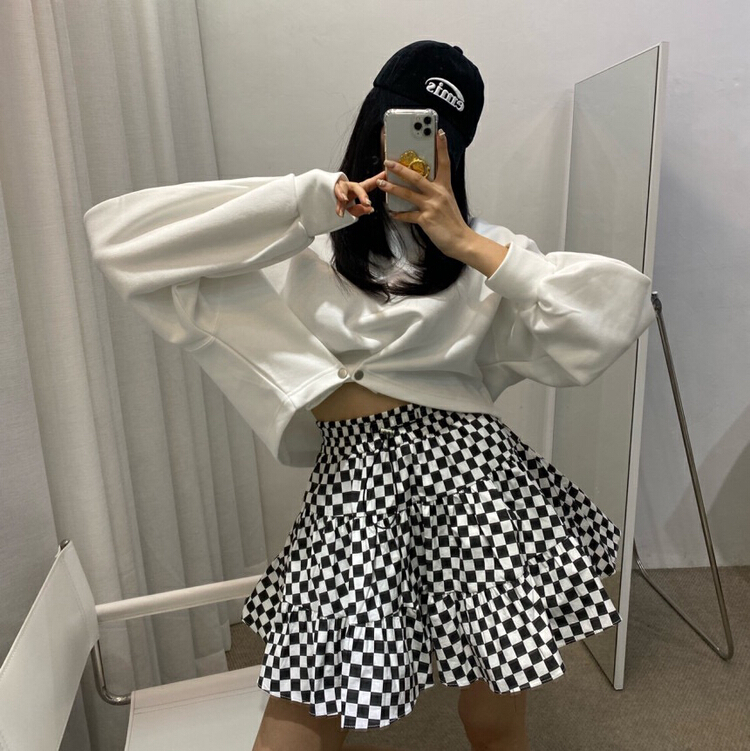 goods in stock! New year in early spring! [savage] Korean high waist drawstring elastic waist pleated skirt e6815# WPL