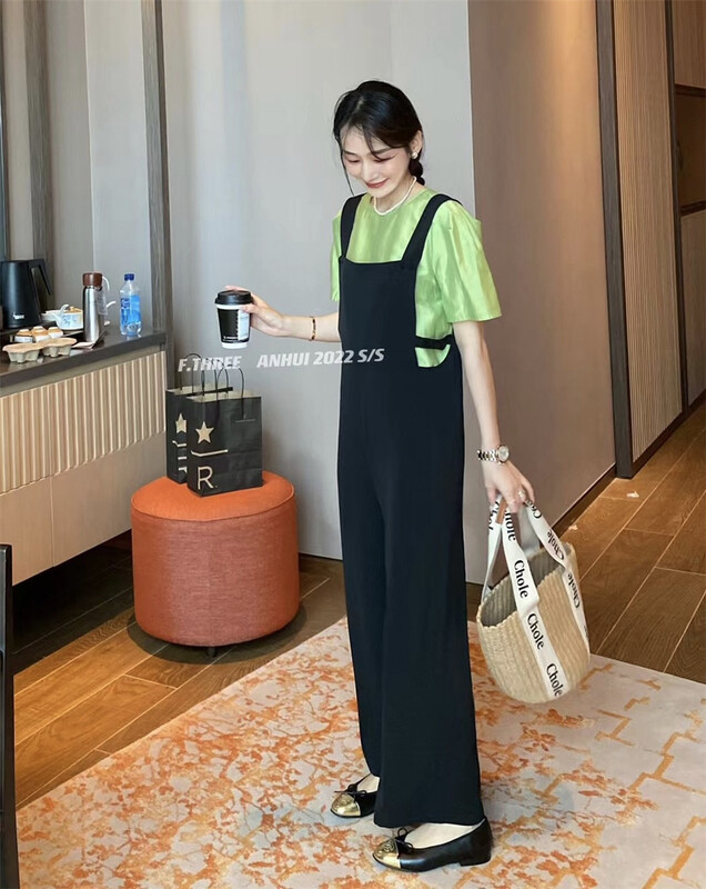 [f.three] Korean loose Chiffon Jumpsuit ys1-95185# XJ