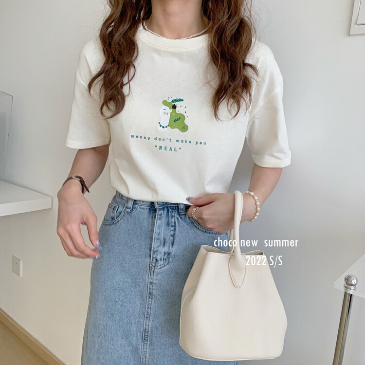 [choco] Korean style simple and versatile short sleeve T-shirt 8261# HBx