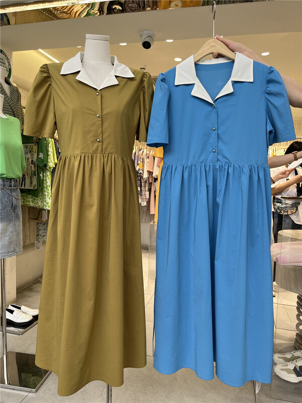 [Boran buran] contrast collar temperament lady dress 7371# LSW