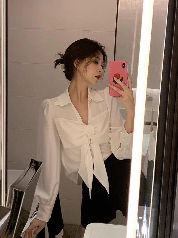 [JH] net red small fragrance bow net color shirt 40923# hjy