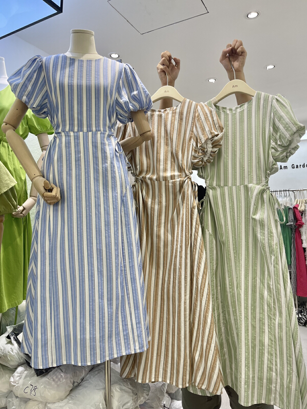 [neeko] striped Vintage loose dress 3582# PCZ