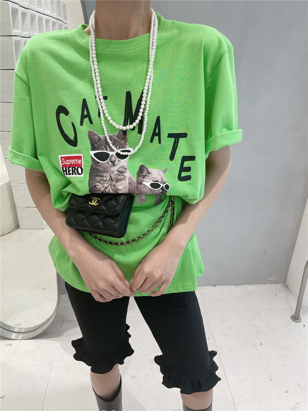[rich] Korean loose and versatile short sleeve T-shirt 77796# zyh