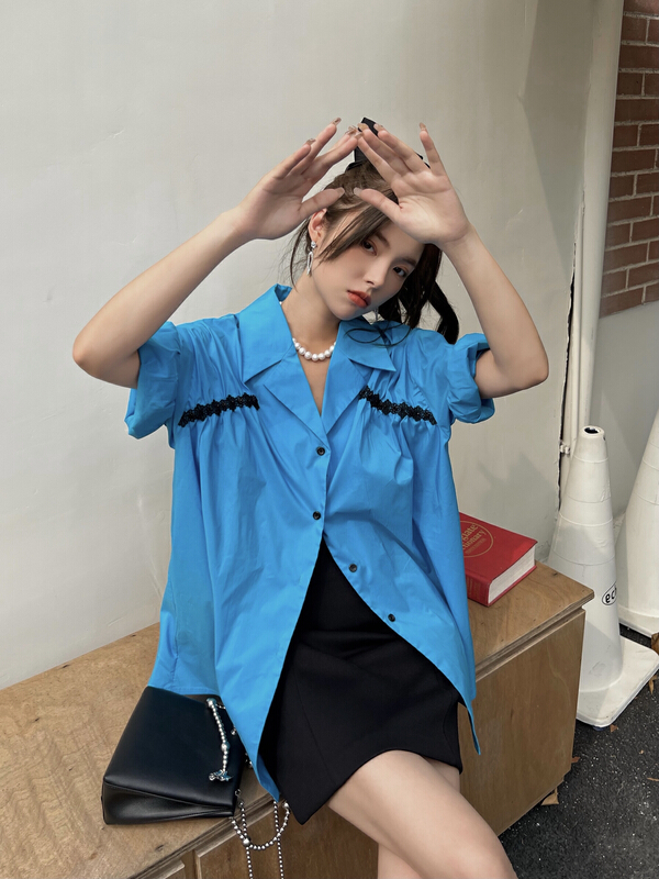 New in early summer! [CB] Korean Trend solid color basic versatile shirt 9569# JJ