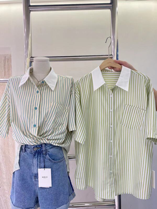 New in early summer! [Boran Boran] Korean loose striped shirt 7207# XYY