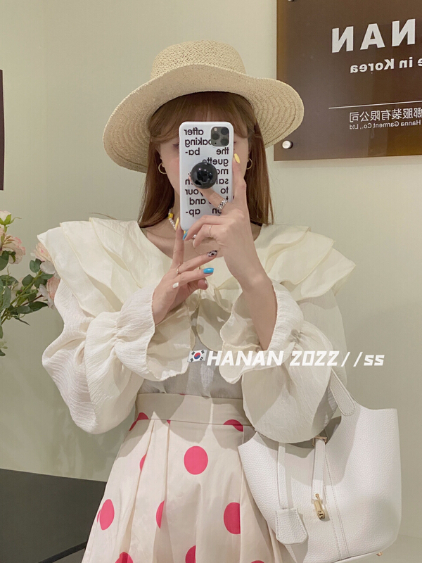 goods in stock! New year in early spring! [Hanan] Korean slim fit and versatile temperament three-layer irregular baby collar shirt 6870# LSL