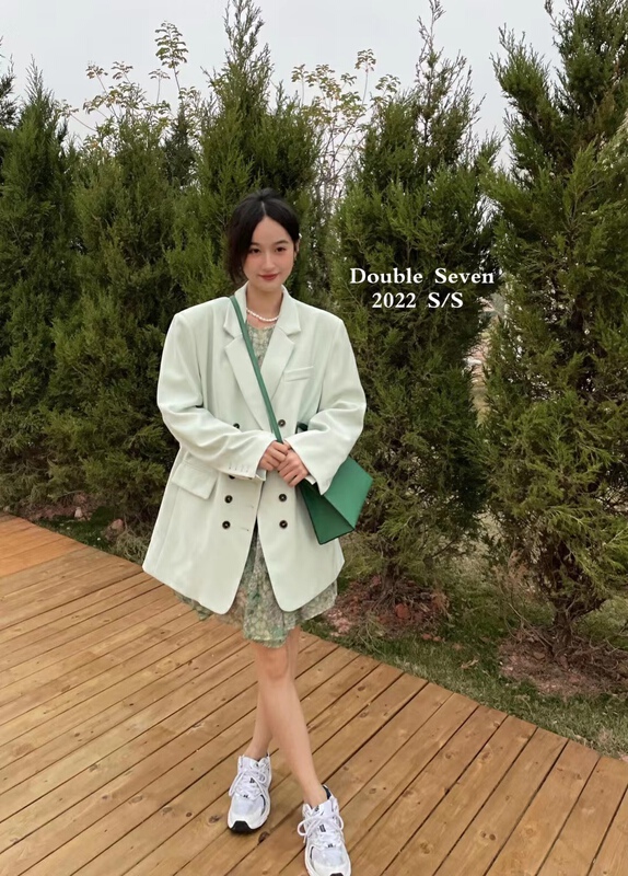 goods in stock! New year in early spring! [double seven] Korean double row button minimalist suit 27839# zxx