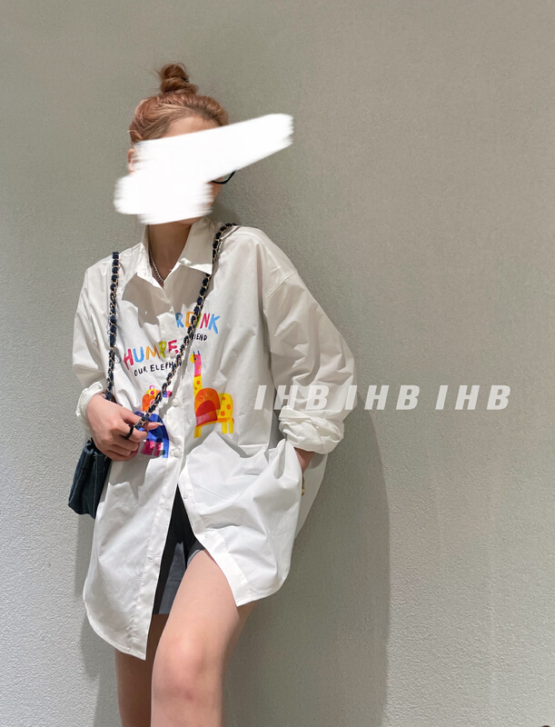 New in early summer! [I style] Korean funny cartoon printing trend versatile shirt 5221# ozq