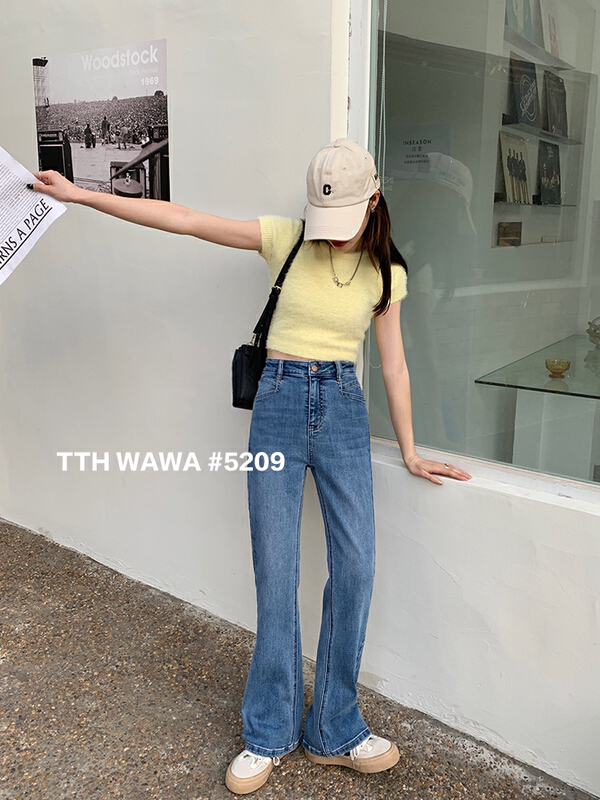 [Wawa] Korean casual and versatile draped jeans 5209\cjj