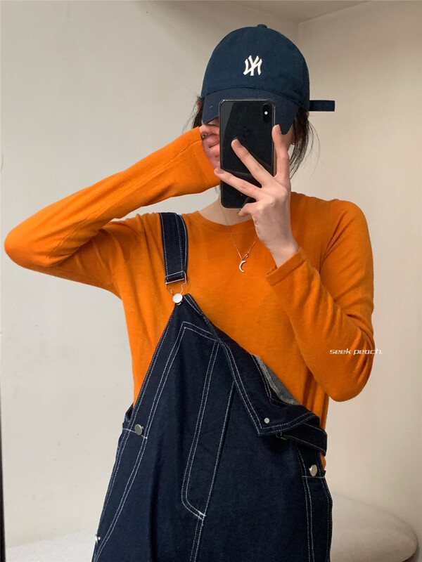 New year in early spring! [seek peach] simple and comfortable Korean bottoming shirt 1901# ll