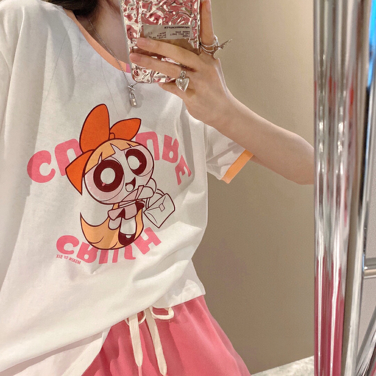 [YT] cartoon design letter printed short sleeve T-shirt t51308# PCZ