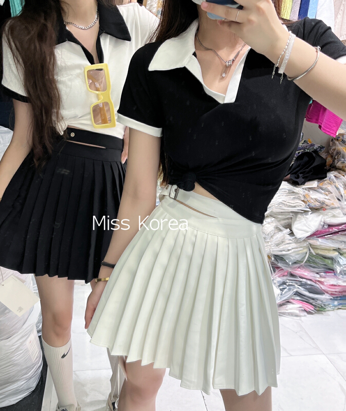 New in early summer! [Miss Korea] short fashion color contrast blouse 6032# HBx