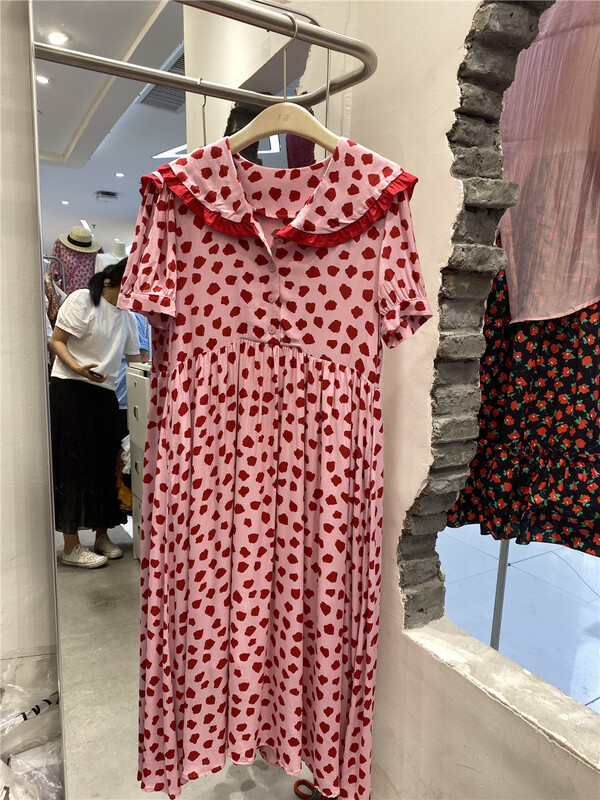 [FW] gentle lady sweet print large lapel loose dress 3725# WPL