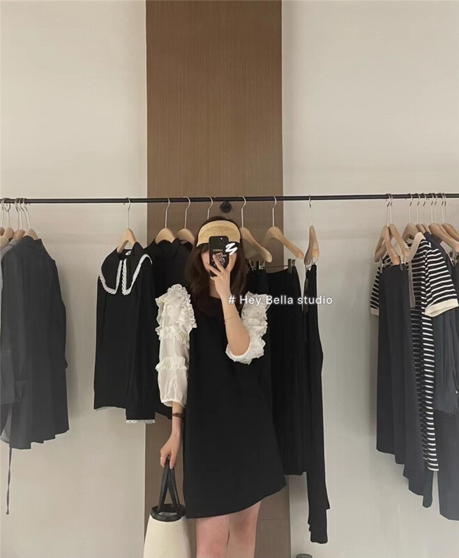 【HEY BELLA】韓版休閒條紋中袖連衣裙  2890#  LL