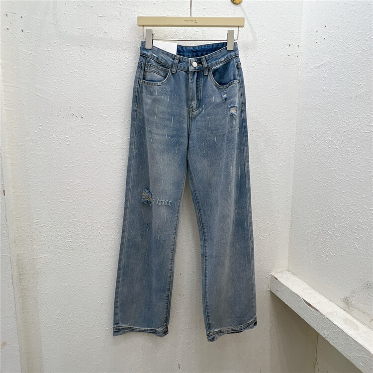 [Xiaoyan family] straight tube loose fitting drilling jeans 2070# XYJ