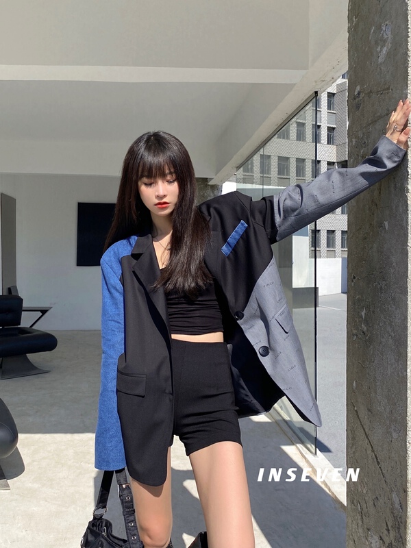 New year in early spring! [inseven] unique design stitching loose fried Street suit 25082# ozq