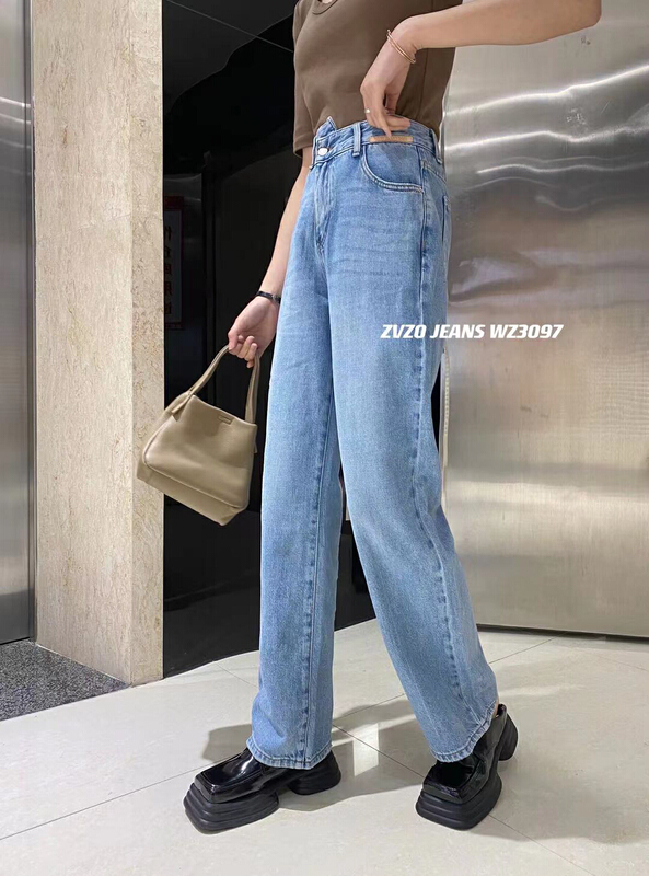 goods in stock! [zvzo] characteristic irregular waist loose and versatile jeans wz3097# CLS