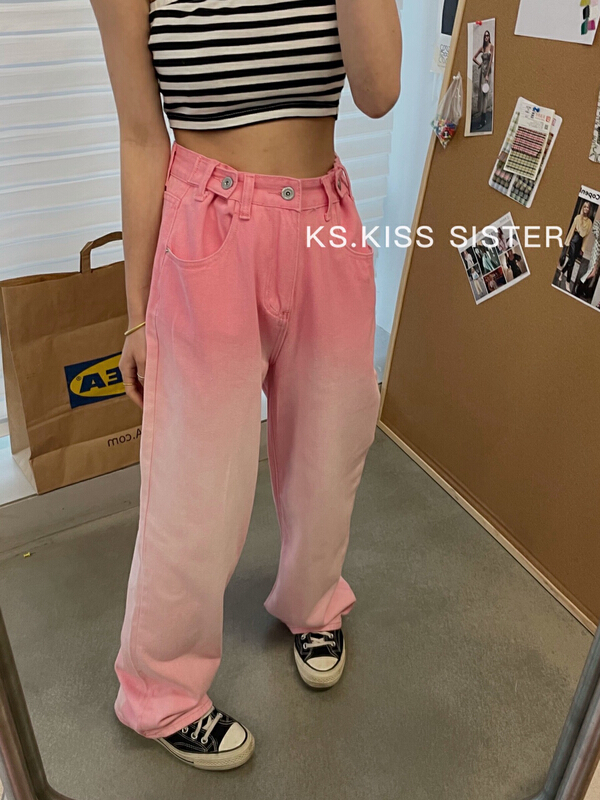 [KS] design sense high waist thin gradient straight casual pants m20230# ozq