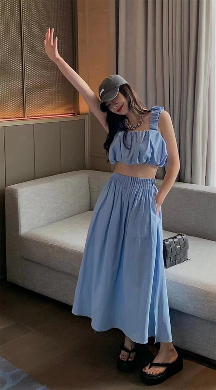 [Yan Zhen] fashion vest blouse + loose A-line skirt suit 88607# PCZ