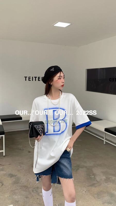 New year in early spring! [our] fashion contrast color spray painted short sleeve T-shirt 8258# LSW